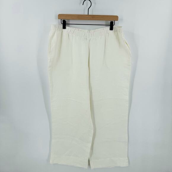J. Jill Linen Pants Cream Elastic Waist Pockets High Rise Pull-On Size 1X - Picture 10 of 10